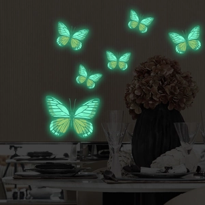 Fluorescent butterfly wall stickers with glowing green effect for home bedroom decor