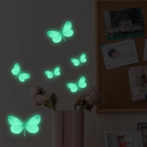 Luminous glowing butterfly wall stickers for bedroom home decoration set in neon green