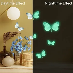 Luminous butterfly wall stickers for bedroom with glowing day and night effect display