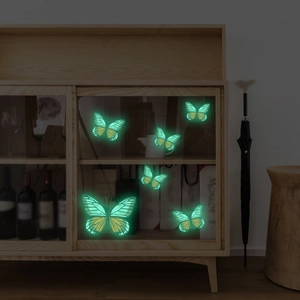 Luminous green butterfly wall stickers glowing in the dark for bedroom decoration