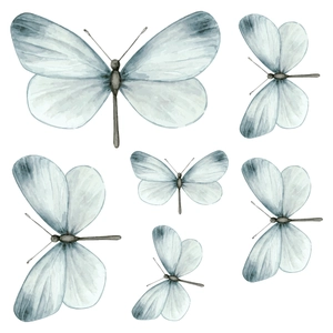 Luminous blue watercolor butterfly wall stickers for bedroom decor and art craft set