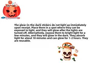 Pegatinas luminosas de Halloween con calabazas e instrucciones para el brillo nocturno