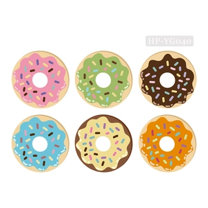 Luminous glow-in-the-dark donut wall stickers featuring six colorful frosted dessert designs