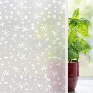 Detailed frosted window film with snowflake pattern for office privacy and decoration