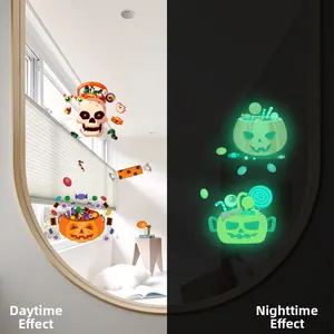 Pegatinas de pared de Halloween fluorescentes con efectos de brillo de día y de noche