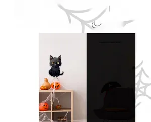 Adesivo murale gatto Halloween luminoso con effetto fluorescente verde al buio