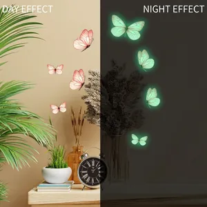 Autocollants muraux papillons lumineux avec effet de jour et de nuit pour la maison