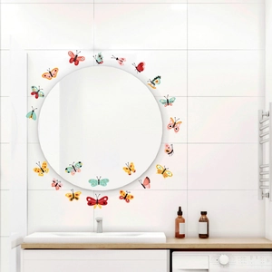 Colorful waterproof 3D butterfly wall stickers for bathroom mirror decoration set