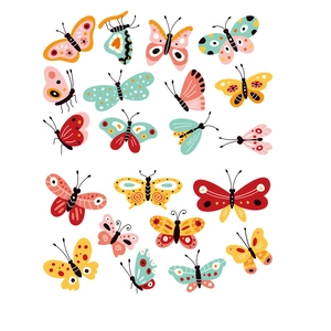 Colorful 3D butterfly wall stickers set with 18 vibrant cartoon patterns for home decor