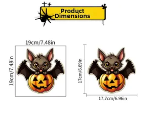 Detailed size specifications for Halloween demon bat glowing sticker in cm and inches