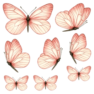Stickers muraux papillons aquarelle rose avec effet lumineux pour décoration intérieure