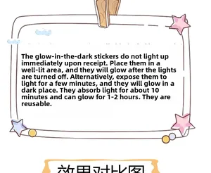 Graphique montrant le temps d'absorption et l'effet lumineux des stickers muraux