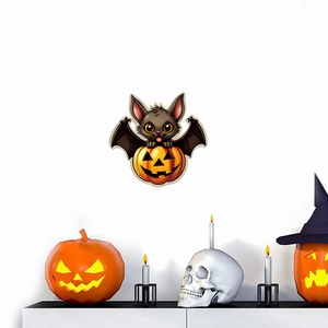 Luminous Halloween bat and pumpkin wall stickers for festive bedroom wall decoration