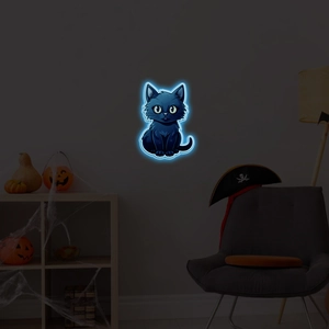 Adesivi Murali Gatto Fluorescenti al Buio per Halloween Effetto Neon in PVC Animali Decalcomanie Rimovibili per Decorazione Camera da Letto