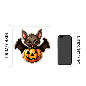 Glow-in-the-dark bat and pumpkin Halloween sticker measuring 19cm for wall decor