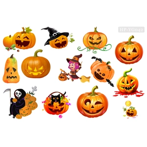 Luminous Halloween wall stickers featuring glowing pumpkin, witch, and reaper characters
