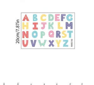 Spécifications détaillées des autocollants muraux alphabet colorés fluorescents 30x20cm