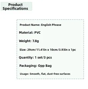 Spécifications détaillées de l'ensemble de stickers muraux en PVC incluant dimensions