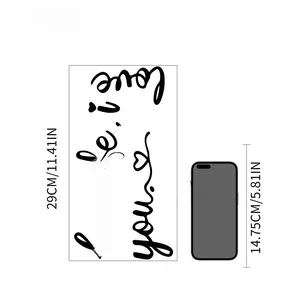 Detail showing 'be safe, i love you' wall decal dimensions at 29cm height for home decor