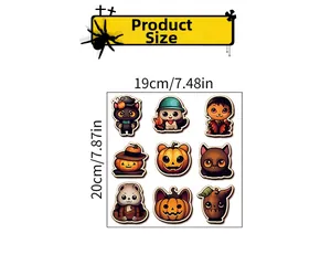 Dimensions du set d'autocollants muraux Halloween lumineux avec motifs chat et citrouille