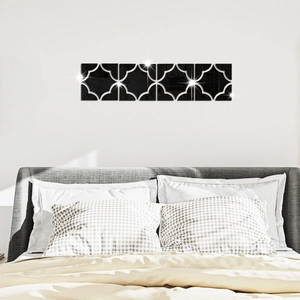 Modern geometric hollow mirror wall stickers set in black acrylic for living room decor