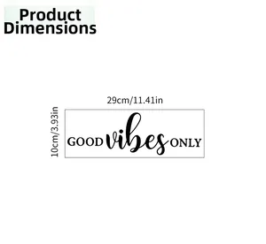 Détail du sticker mural Good Vibes Only montrant les dimensions du produit 29cm x 10cm