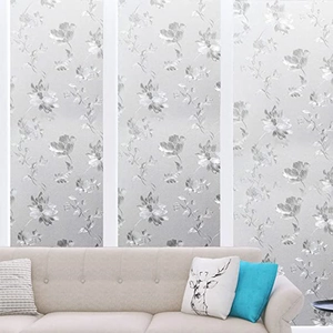 Detailed frosted window film with floral patterns for home office privacy protection