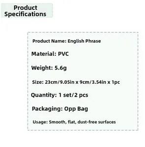 Detail specifications of English phrase PVC wall sticker with 23cm by 9cm size dimensions