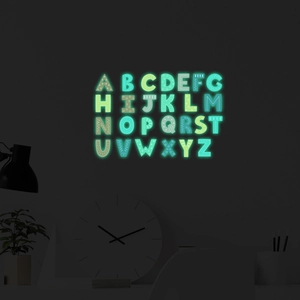 Stickers muraux alphabet lumineux avec lettres A-Z phosphorescentes pour enfants
