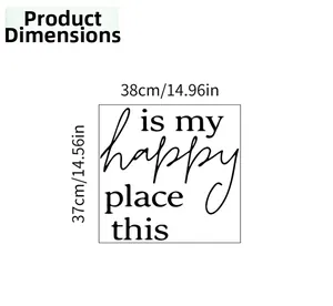 Detailed size specification chart for 37x38cm English quote wall sticker home decor