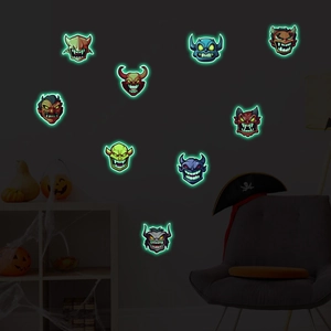 Halloween Cartoon Monster Luminous Wall Stickers Glow In The Dark PVC Self Adhesive Decals For Children Room Party Decor