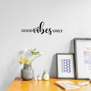 Sticker Mural Citation Anglaise Good Vibes Only Décalcomanie en PVC Amovible Pour Salon Chambre Décoration Maison