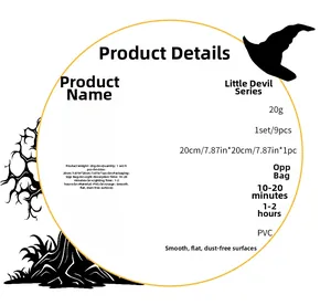 Luminous Halloween stickers details showing PVC material specs and glowing performance features