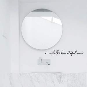 Elegant black Hello Beautiful vinyl wall sticker for bathroom mirror home decoration