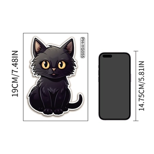 Adesivo murale gatto nero luminoso PH-YG055, graziosa decorazione per bambini, altezza 19 cm