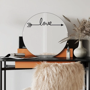Modern LOVE round wall mirror sticker set for stylish living room home decor