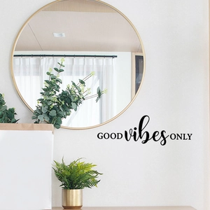 Sticker mural 'GOOD vibes ONLY' en PVC noir pour décoration murale de salon minimaliste