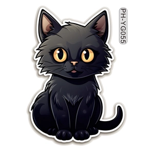Simpatico adesivo murale gatto nero fluorescente con occhi gialli per camerette bambini