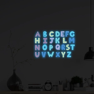 Stickers muraux alphabet A-Z lumineux de style néon pour décoration de chambre enfant