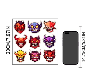 Luminous Halloween cartoon monster stickers shown with mobile phone for size reference