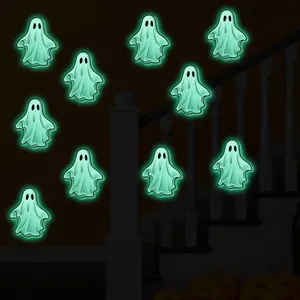 Luminous Halloween ghost wall stickers glowing in dark for spooky stair decoration