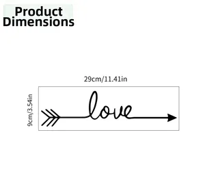 Detailed size specifications for LOVE mirror wall sticker, 29cm length and 9cm height
