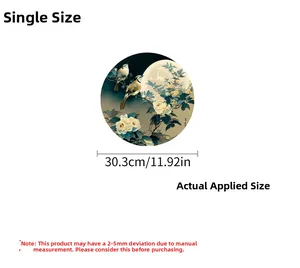 Detail view of round Chinese style wall sticker showing dimensions of 30.3cm in diameter
