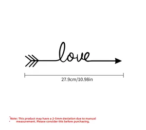Minimalist LOVE letter arrow mirror wall sticker measuring 27.9cm in length for home decor