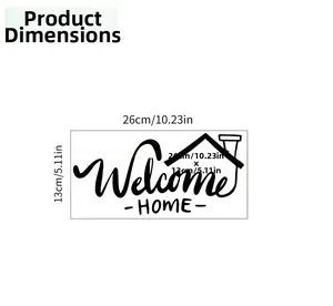 Detailed product size guide for minimalist Welcome Home wall sticker decal