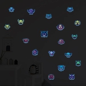 Luminous Halloween cartoon monster wall stickers glowing in the dark for kids room decoration