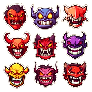 Luminous Halloween cartoon monster stickers for kids room with glowing devil designs