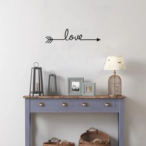Minimalist black Love arrow mirror wall sticker for living room and bedroom decor