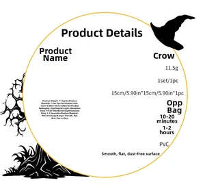 Luminous raven wall sticker made of PVC material with 15x15cm size and glow-in-the-dark feature