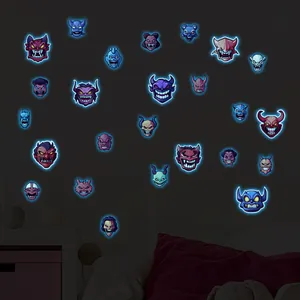 Luminous Halloween monster wall stickers glowing in the dark for kids room decor